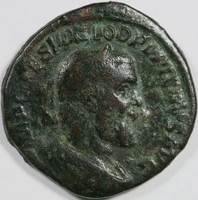 Roman EmpirePUPIENUS. Sestertius. 238 AD. Rome. A/ Laureate bust draped in breastplate facing 