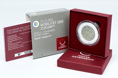 &Aacute;ustria 25 Euro 2021 Bimet&aacute;lico (centro de ni&oacute;bio em prata) KM 3333