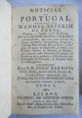 News from Portugal. Notícias de Portugal Author: Manoel Severim de Faria Lisbon - 1791 This 