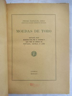Toro coins. Moedas de Toro Author: Pedro Batalha Reis Year: 1933 Location: Lisboa Published in 