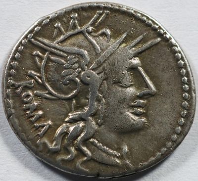 Roman Republic M. Tullius. 119 BC. AR Denarius 3.90 g. Rome mint. Helmeted head of Roma right / 