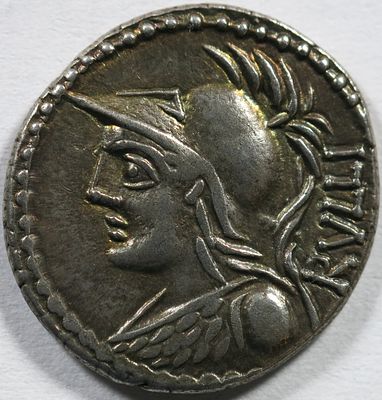 Roman Republic P. Servilius M.f. Rullus. 100 BC. AR Denarius , 3.95 g. Rome mint. Helmeted bust 