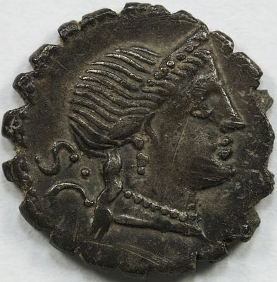 Roman Republic C. Naevius Balbus AR Serrate Denarius 3,62g. Rome, 79 BC. Diademed bust of Venus 