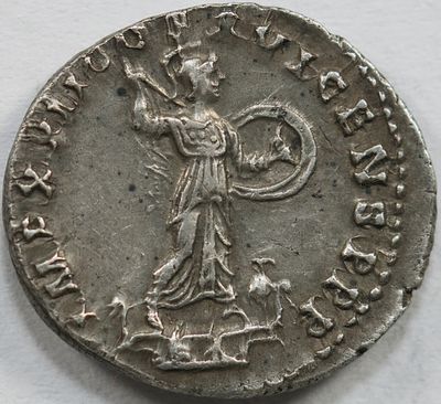 Roman Imperial Domitian. AD 81-96. AR Denarius , 3.20 g. Rome mint. Struck AD 93-94. Laureate 