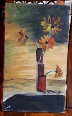 אמן לא מזוהה - ציור ישן שמן על בד 29x50 ס"מ