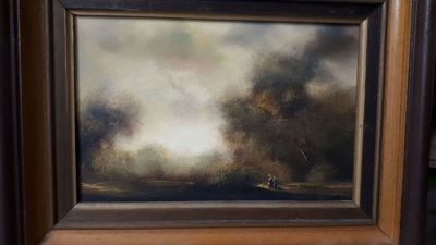 אמן לא מזוהה - ציור ישן ואיכותי ביותר! שמן על בד 16x24 ס"מ