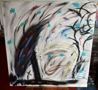 אדם א. - מופשט שמן על בד 80x80 ס"מ