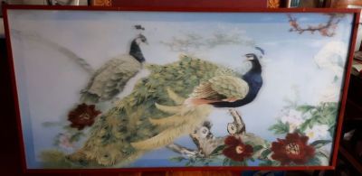 אמן לא מזוהה - טווסים בתלת מימד 60x120 ס"מ