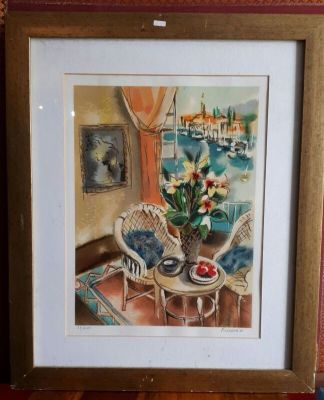 רוזנביין - ליטוגרפיה יפה וחתומה בעפרון 32x43 ס"מ