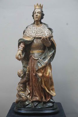 Polychrome sculpture in lime wood, Elisabeth of Hungary? France 18th H80