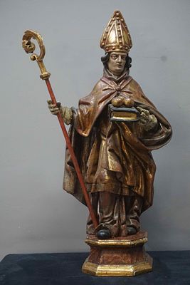 Limewood sculpture, polychrome representation of Saint Adelbert of Prague? Germany, late 17th 