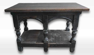 Decorative presentation table/console in oak 18/19th century H77x117x63
