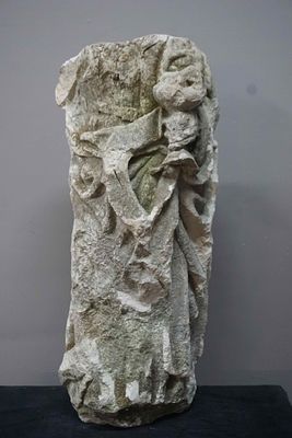 Fragment of a limestone sculpture, Gothic folds in the robe are still clearly visible, 15/16th H60