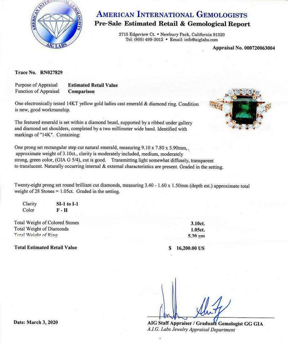 Lot 7 14k Emerald And Diamond Ring Intervendue Inc