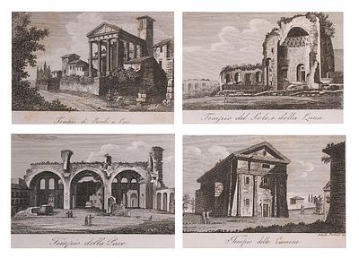 TOMMASO CUCCIONI (Italia, h.1790 - 1864) - Lote compuesto por cuatro vistas de monumentos de Roma 