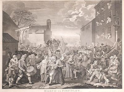 ESCUELA INGLESA, Fns. S. XVIII - Ppio. S. XIX - March to Finchley. Dise&ntilde;ado por William Hogarth 