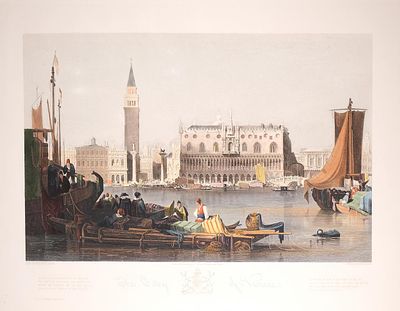 ESCUELA INGLESA, Ppio S. XX - The city of Venice. Litograf&iacute;a realizada por John Henry Le Keux 