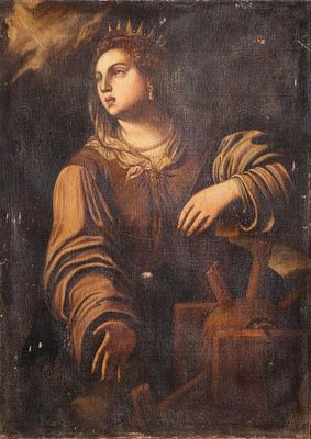 ESCUELA ESPA&Ntilde;OLA S. XVII - Santa Catalina de Alejandr&iacute;a. Medidas: 104,5 x 74 cm Tipo de 