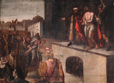 ESCUELA ESPA&Ntilde;OLA S. XVII - Presentaci&oacute;n de Jes&uacute;s al Pueblo. Medidas: 117 x 159 cm 