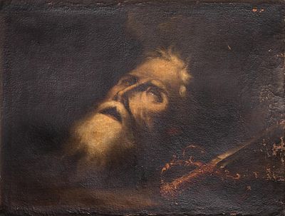 ESCUELA SEVILLANA, S. XVII - Cabeza cortada de San Juan Bautista. Medidas: 67,5 x 53 cm Tipo de 