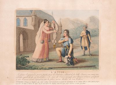 ESCUELA FRANCESA, S. XIX - L'Envie. Grabada por Dibard. Impresa en Par&iacute;s. Medidas: 24 x 33 cm 