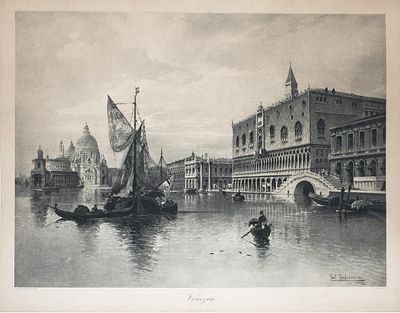 ESCUELA ALEMANA, S. XIX - Dos vistas de Venecia. Pintadas por Karl Kaufmann (Neuplachowitz, 1843 - 