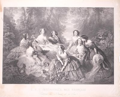 ESCUELA FRANCESA, S. XIX - Su Majestad la Emperatriz de los franceses, rodeada de las damas de su corte