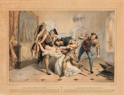 ESCUELA FRANCESA, Fns. S. XIX - Asesinato de In&eacute;s de Castro. Perteneciente a la serie de 