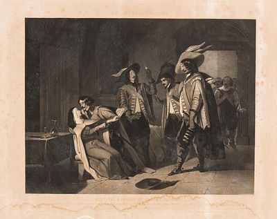 ESCUELA FRANCESA, S. XIX - Derniers moments de Madame Bonacieux. Pertenece a la serie de grabados 