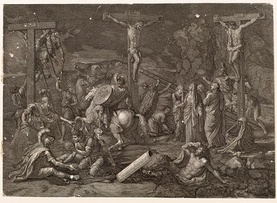 ESCUELA FLAMENCA, S. XVII - "Crucifixi&oacute;n". Medidas: 25,5 x 35 cm Tipo de 