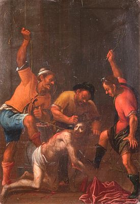 C&Iacute;RCULO DE EUGENIO CAJ&Eacute;S (Madrid, 1575 - 1634) - Flagelaci&oacute;n de Cristo. Medidas: 40,5 x 30 