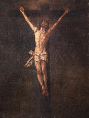 ESCUELA ESPA&Ntilde;OLA S. XVIII - Cristo Crucificado. Medidas: 50 x 37,5 cm Tipo de objeto: Pintura 