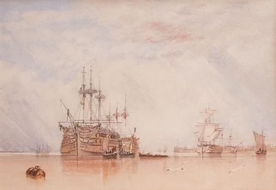 AUGUSTUS WALL CALLCOTT (Inglaterra, 1779 - 1844) - Nav&iacute;os. Medidas: 16,5 x 23,5 cm Tipo 