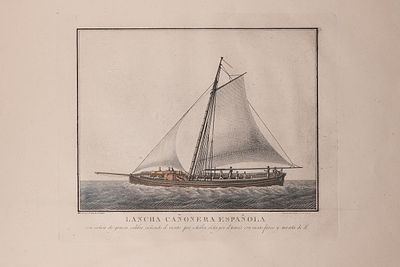ESCUELA ESPA&Ntilde;OLA S. XVIII - Lancha ca&ntilde;onera espa&ntilde;ola, con ca&ntilde;on de grueso 