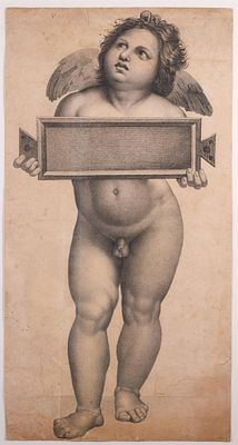 ESCUELA ITALIANA, S. XVIII - Cupido de la Madonna Di Foligno. Fragmento de la obra realizada en 