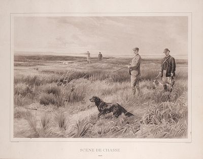 ESCUELA FRANCESA, Ppio. S. XX - Secene de chasse. Reproducci&oacute;n de obra original de R.B. Davis 