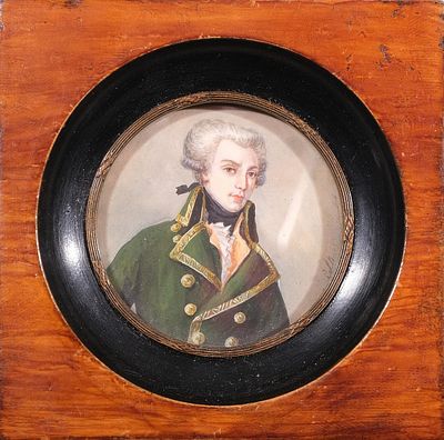 ESCUELA FRANCESA, S. XIX - Miniatura con retrato de caballero. Firmada en el lateral derecho. 