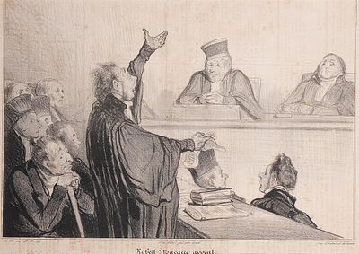 ESCUELA FRANCESA, S. XIX - Caricatura del abogado Robert-Macaire. Litograf&iacute;a realizada por Honor&eacute; 