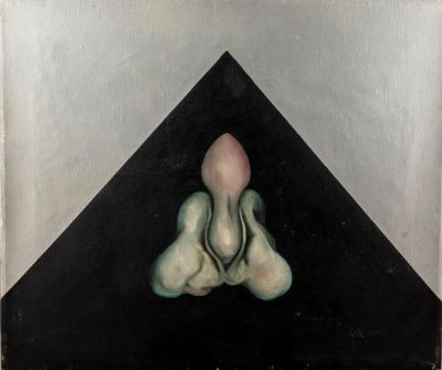 ז'אק מורי קתמור (1938-2001), ללא כותרת, 1973, שמן על בד. 55X46 ס"מ, חתום ומתוארך בגב. פגמים 