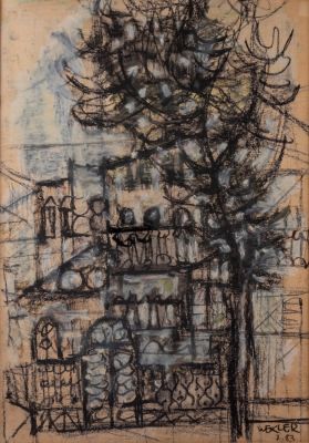 יעקב וכסלר (1912-1995), חיפה, 1983, פסטל על נייר. 33.5X48.5 ס"מ, חתום ומתוארך.
