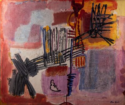 לאה ניקל (1918-2005), ללא כותרת, שמן על בד. 56.5X66.5 ס"מ, חתום.