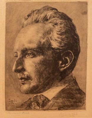 הרמן שטרוק, 4 הדפסים. הרמן שטרוק (1876-1944), ארבעה הדפסים: * דיוקן גאורג הירשפלד, 1904, תצריב 