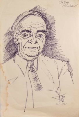Benedikt Fred Dolbin (1883-1971). בנדיקט פרד דולבין, דיוקן יעקב שטיינהרדט, טוש על נייר, 44.5X30 