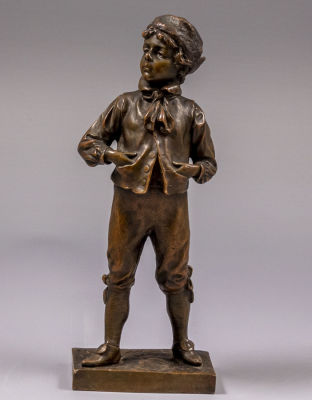 Max Lindenberg (1873-1910). מקס לינדנברג, נער, 1897, פסל ברונזה, גובה: 22 ס"מ, חתום ומתוארך.