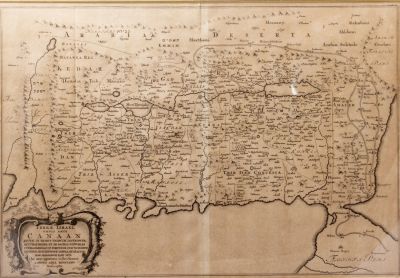 מפת ארץ כנען - בניטו אריאס מונטנו – בלגיה, המאה ה-16 - עברית. מפה: Terre Israel Omnis Ante 