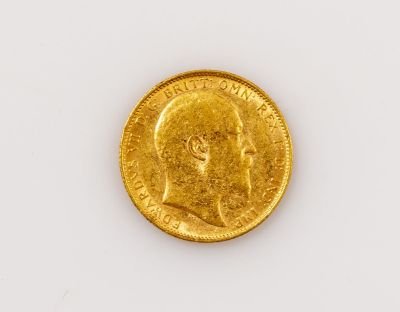 מטבע סוברין אנגלי, זהב 22K, שנת 1905. משקל: 7.96 גרם.