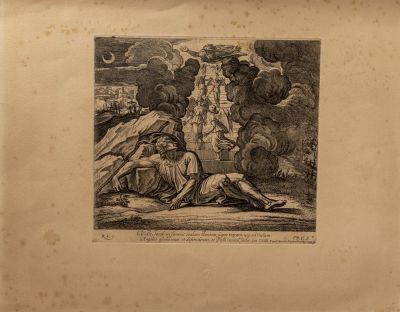 על פי רפאל (1483-1520). רפאל (1483-1520), חלום יעקב, תחריט, הודפס ע"י NICOLAS CHAPRON 