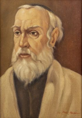 אמן לא מזוהה, דמות יהודי. אמן לא מזוהה, אסכולה הונגרית (חתום Sandor), דמות יהודי, שמן על בד 