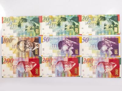 שטרות ישראליים, שקל חדש, סדרה ב', UNC. לוט שטרות ישראלים ₪ סדרה ב' במצב UNC, כולל 20 ₪ 1998 (3) 