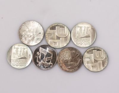 מטבעות כסף, חברה ממשלתית. לוט 7 מטבעות כסף 900, החברה הממשלתית. משקל כולל: 182 גרם.